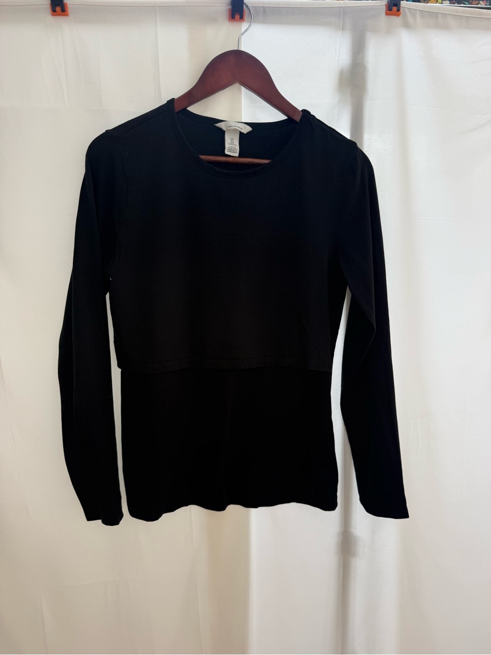 H&M Black Long-Sleeve Layered Nursing Tee